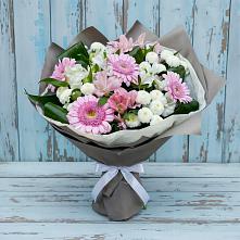 Букет цветов из:  Герберы, Альстромерии и Хризантемы в Серебряных Прудах