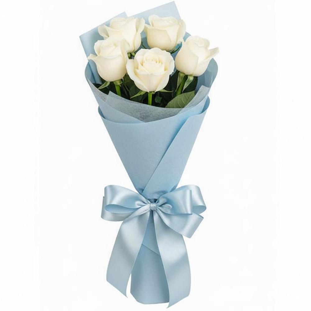 Букет 5 Белых роз Проуд в Серебряных Прудах