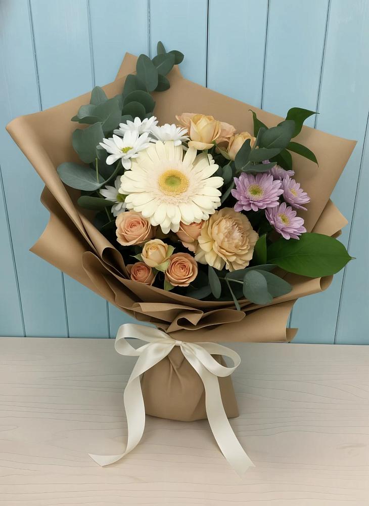 Букет цветов из: Герберы и Хризантемы в Серебряных Прудах
