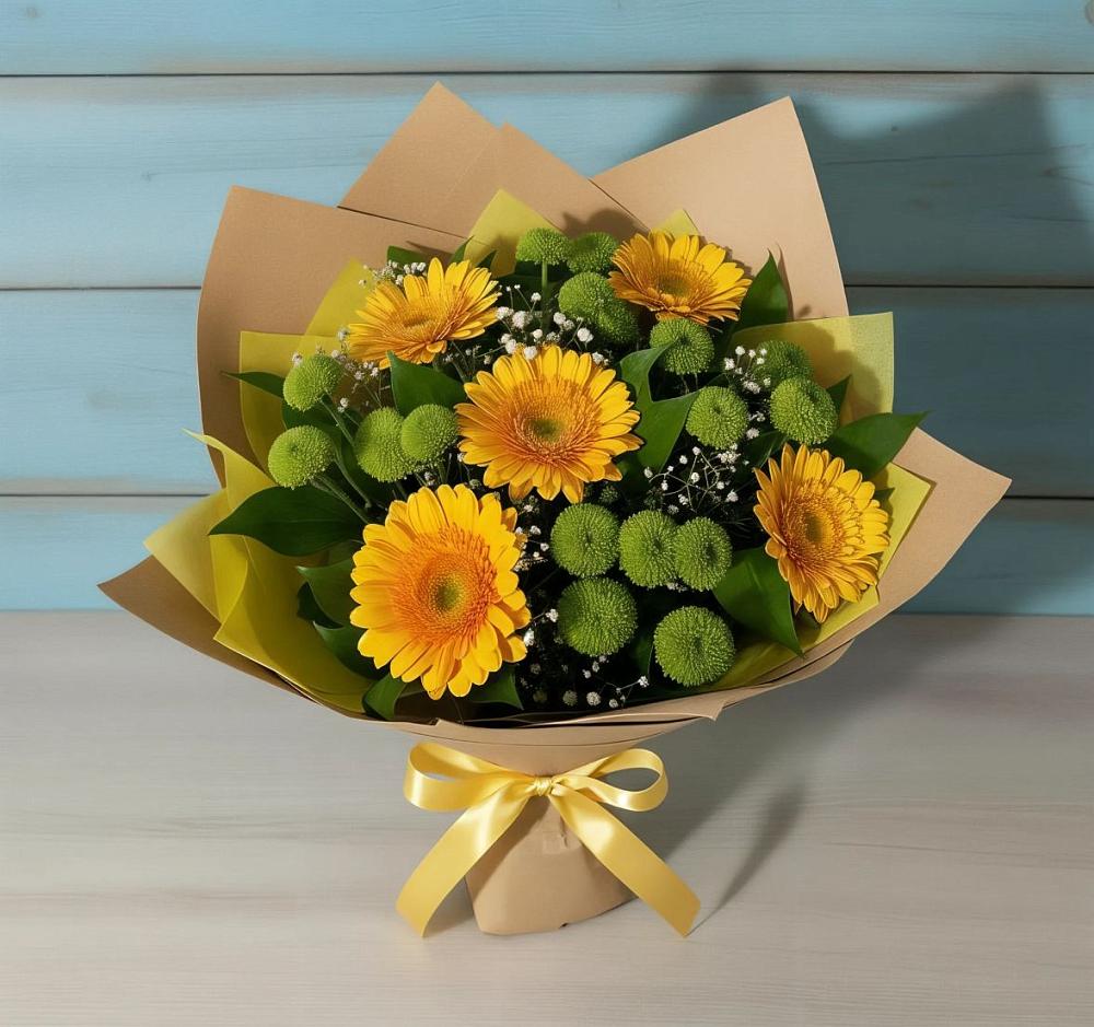 Букет цветов из: Герберы и Хризантемы в Серебряных Прудах