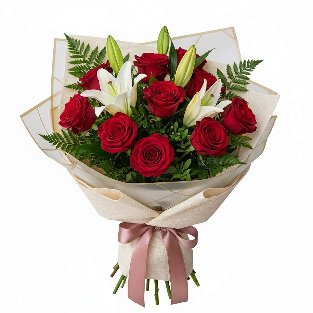 Букет цветов из: Лилии и Розы в Серебряных Прудах