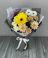 Букет цветов из:  Розы, Герберы и Хризантемы в Серебряных Прудах