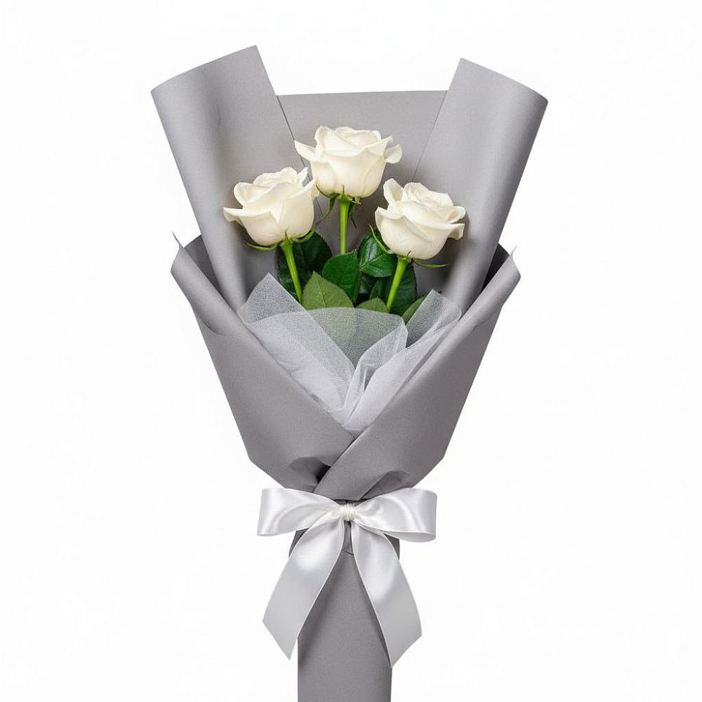 Букет 3 белые розы в Серебряных Прудах
