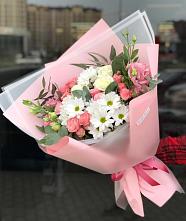 Букет цветов из:  Розы, Лизиантусы и Хризантемы в Серебряных Прудах