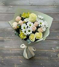 Букет цветов из:  Альстромерии, Розы и Хризантемы в Серебряных Прудах