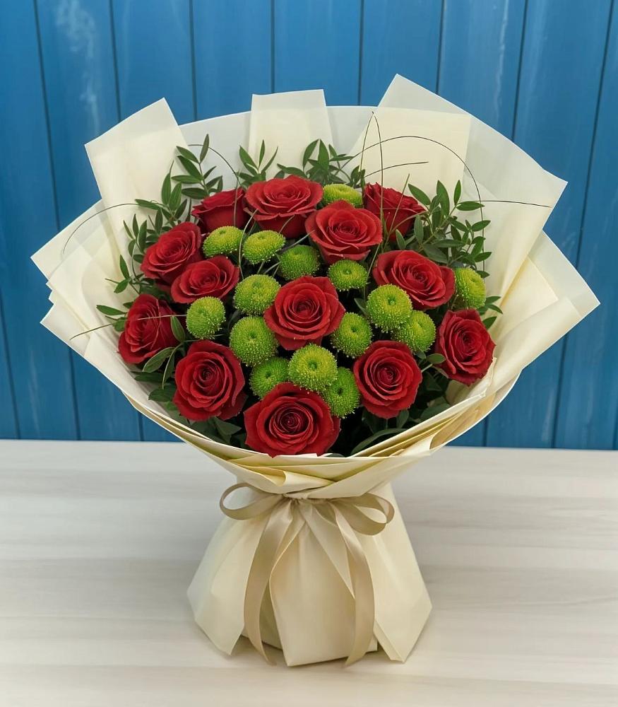 Букет цветов из: Розы и Хризантемы в Серебряных Прудах