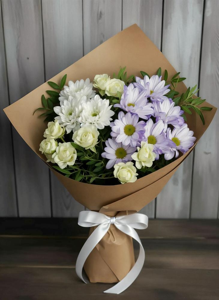 Букет цветов из: Хризантемы и Розы в Серебряных Прудах